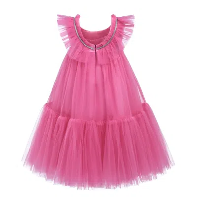 Tulleen Kids'  Pink Ruffle Beckwith Trapeze Dress