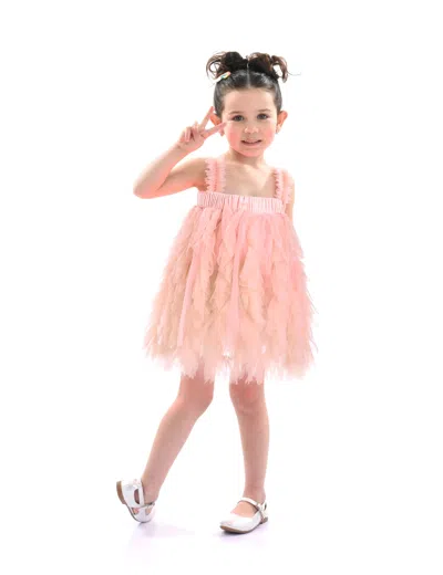 Tulleen Kids'  Pink Sleeveless Ruffle Layered Dress