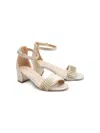 Tulleen Kids' Pleated Block-heels Sandals In Gold