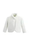 Tulleen Plush Asymmetrical Bow Coat In White