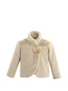 Tulleen Plush Asymmetrical Coat In Neutral