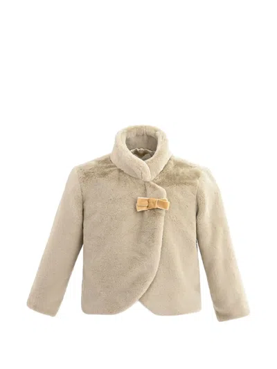 Tulleen Babies' Plush Asymmetrical Coat In Neutral