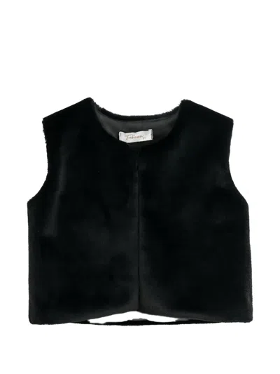 Tulleen Babies' Plush Faux-fur Gilet In Black