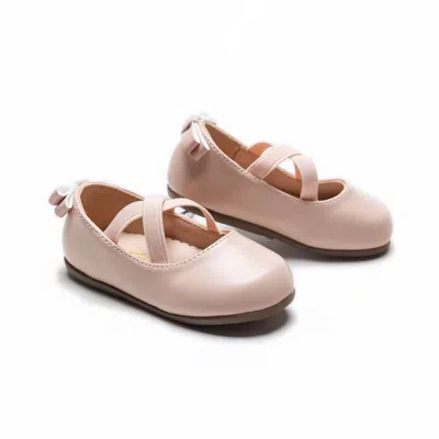 Tulleen Powder Pink Charmed Cross Banded Ribbon Flats