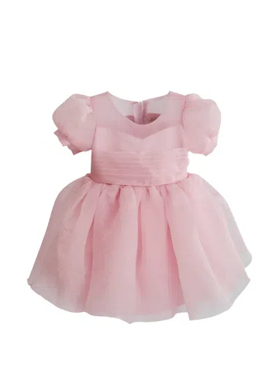 Tulleen Babies' Puff-sleeve Bow-detail Dress In Pink