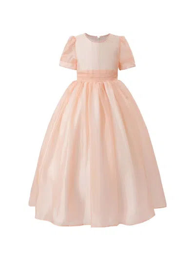 Tulleen Kids' Puff-sleeve Dress In Pink