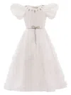 Tulleen Raineri Puff-sleeves Dress In White