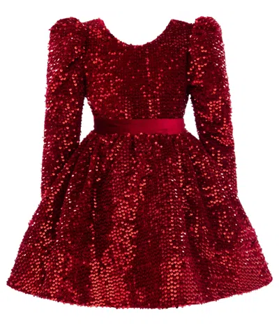 TULLEEN TULLEEN RED MERRIBROOK SEQUIN BOW DRESS