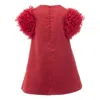 Tulleen Red Ruffle Sleeve Dress In Red