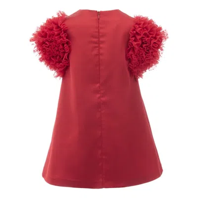 Tulleen Kids'  Red Ruffle Sleeve Dress