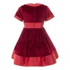 Tulleen Short-sleeve Velvet Dress In Burgundy