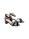Tulleen Black Diagonal Rhinestone Band Block Heels In 黑色