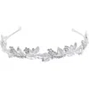 Tulleen Rhinestone Leaf Pattern Headband In Silver