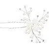 Tulleen Rhinestone Pearl Rose Hair Pin In Silver