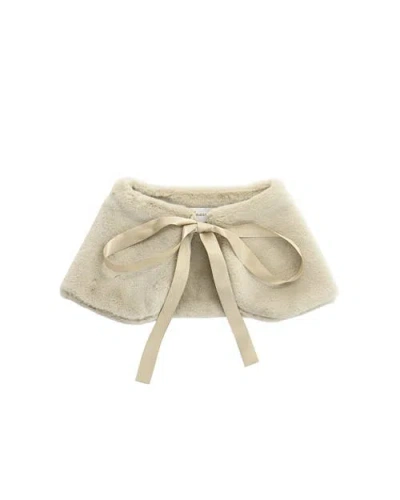 Tulleen Babies'  Ribbon-tie Faux Fur Collar In Neutral