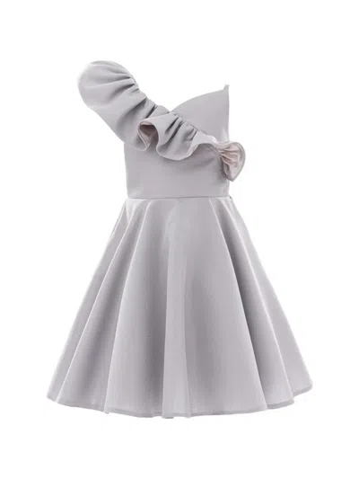 Tulleen Kids' Ruffle-detail One-shoulder Dress In Purple