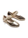 Tulleen Kids' Rose-appliqué Ballerina Shoes In Champagne