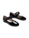 Tulleen Black Patent Rose Pearl Doily Flats In Black