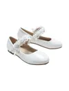 Tulleen Kids' Rose-appliqué Patent-leather Ballerina Shoes In White