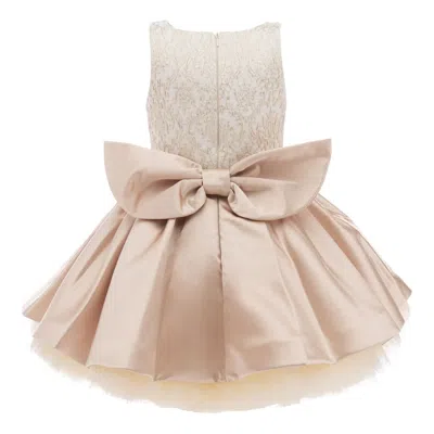 Tulleen Kids'  Rose Gold Elwood Satin Bow Dress In Neutral