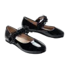 Tulleen Black Patent Rose Pearl Doily Flats In Black