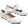 Tulleen Rose-appliqué Patent-leather Ballerina Shoes In White