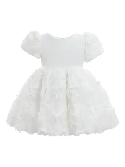 Tulleen Babies' Rosette-embellished Party Dress In White