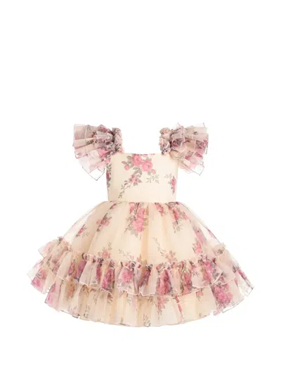Tulleen Kids' Rosevine Floral-print Ruffled Dress In Multi