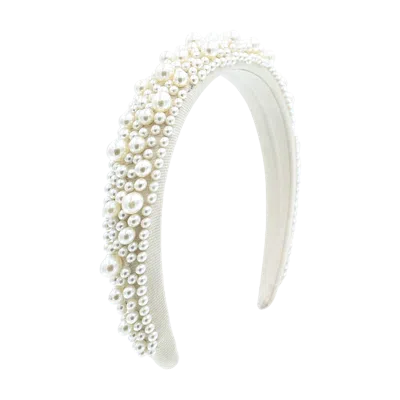 Tulleen Kids'  Royal Pearl Tiara Headband In White