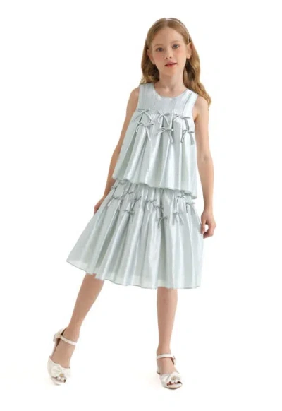 Tulleen Kids'  Ruffle Bow Sleeveless Top & Skirt Set In Blue