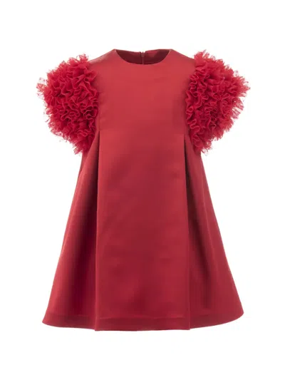 Tulleen Kids' Ruffle-sleeve Dress In Red