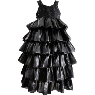 Tulleen Kids'  Ruffle Tiered Gala Dress In Animal Print