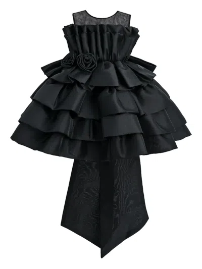 Tulleen Kids' Ruffled Sleeveless Party Dress In Black