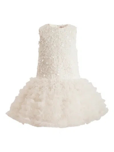 Tulleen Kids' Ruffled Sleeveless Party Dress In White