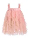 Tulleen Sleeveless Ruffle Layered Dress In Pink