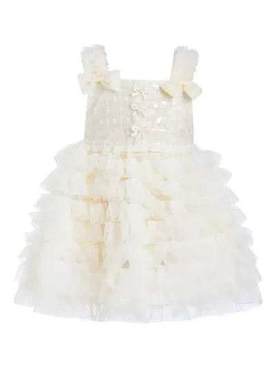 Tulleen Babies' Ruffled Tulle Dress In Neutral