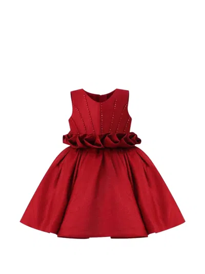 Tulleen Babies' Ruffled Waist Formal Dress In Red