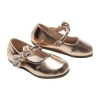 Tulleen Babies'  Satin Elodie Rhinestone Bow Flats In Gold