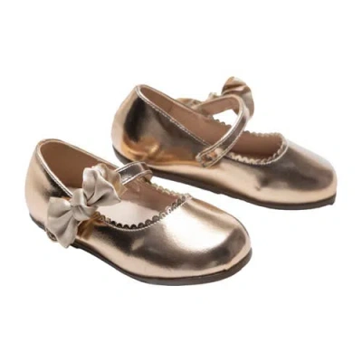 Tulleen Babies'  Satin Elodie Rhinestone Bow Flats In Gold