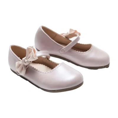 Tulleen Babies'  Satin Elodie Rhinestone Bow Flats In Pink