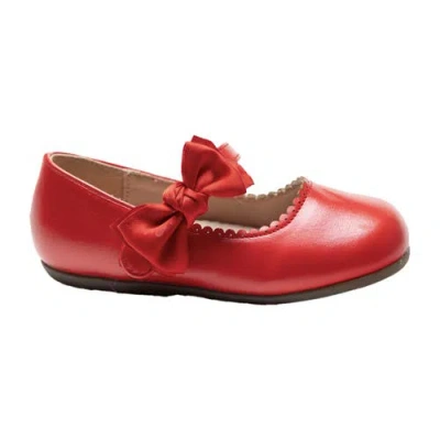 Tulleen Babies'  Satin Elodie Rhinestone Bow Flats In Red