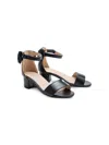 Tulleen Kids' Satin-finish Block-heels Sandals In Black