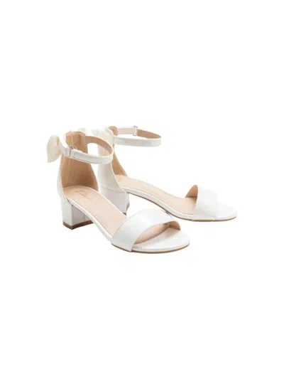 Tulleen Kids' Satin-finish Block-heels Sandals In White