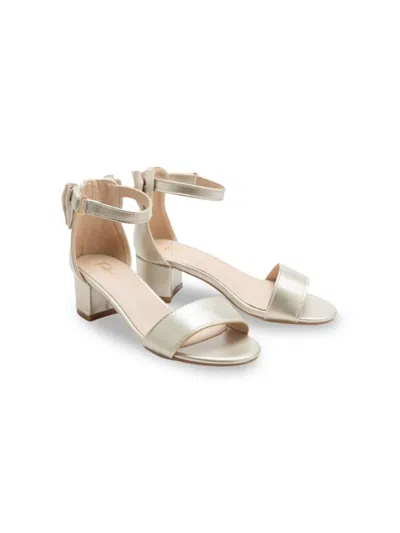 Tulleen Kids' Satin-finish Block-heels Sandals In Gold