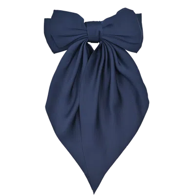 Tulleen Kids'  Satin Ribbon Flowing Bow Hairclip In Blue