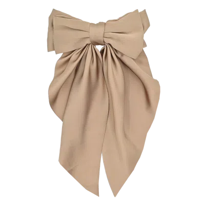 Tulleen Kids'  Satin Ribbon Flowing Bow Hairclip In Brown