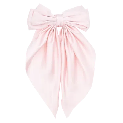 Tulleen Kids'  Satin Ribbon Flowing Bow Hairclip In Pink