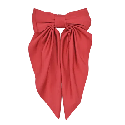 Tulleen Kids'  Satin Ribbon Flowing Bow Hairclip In Red