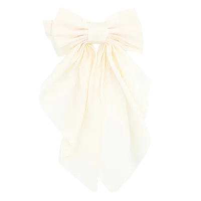 Tulleen Kids'  Satin Ribbon Flowing Bow Hairclip In White