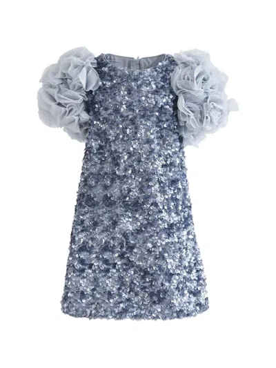 Tulleen Kids' Seliora Sequin-embellished Ruffled Dress In Blue